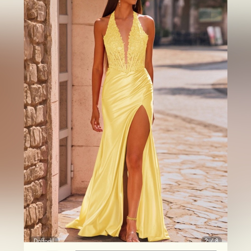 Elegant Yellow Halter Dress